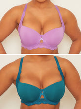 Daley Lace Bra Bundle : Amethyst & Blue Coral