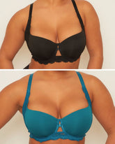 Daley Lace Bra Bundle : Black & Blue Coral