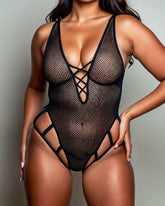 Spiders Web Bodysuit : Obsidian Black