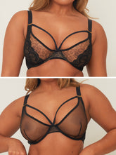 Sheer Plunge Bra Bundle : Black & Leopard