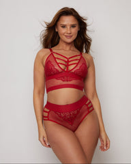 Kayla Bralette & Brief Set : Raspberry Red