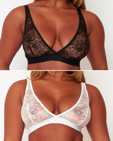Millie-Mae Twin Pack Triangle Bralettes : Black & Ice White