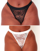Millie-Mae Twin Pack Thongs : Black & Ice White