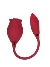 Red silicone product with a flexible band on a white background