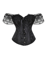 Black lace corset on a white background