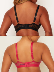 Millie-Mae Twin Pack Triangle Bralettes : Black & Very Cherry