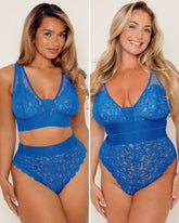 Two women wearing Tutti Rouge Dazzling Blue Lingerie