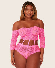 Alix Lace bodysuit in Neon Pink without strap