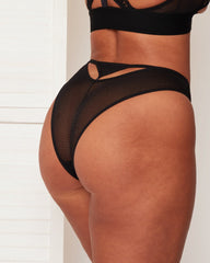 Daphne lace and mesh brief in midnight black