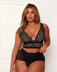Eden longline bralette with sheer lace all-over