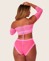 Neon Pink Alix Bodysuit back details
