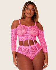 Alix bodysuit in neon pink with detachable straps
