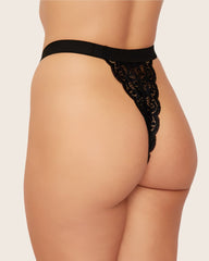 Aurora essential lace thong in midnight black