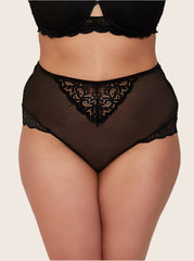 Bellatrix midnight black brief front lace panel