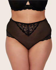 Bellatrix midnight black brief front lace panel