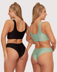 Stevie Twin Pack Bralette : Black & Basil