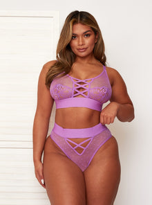  Abigail bralette in Amethyst with fashionable sheer spot mesh.
