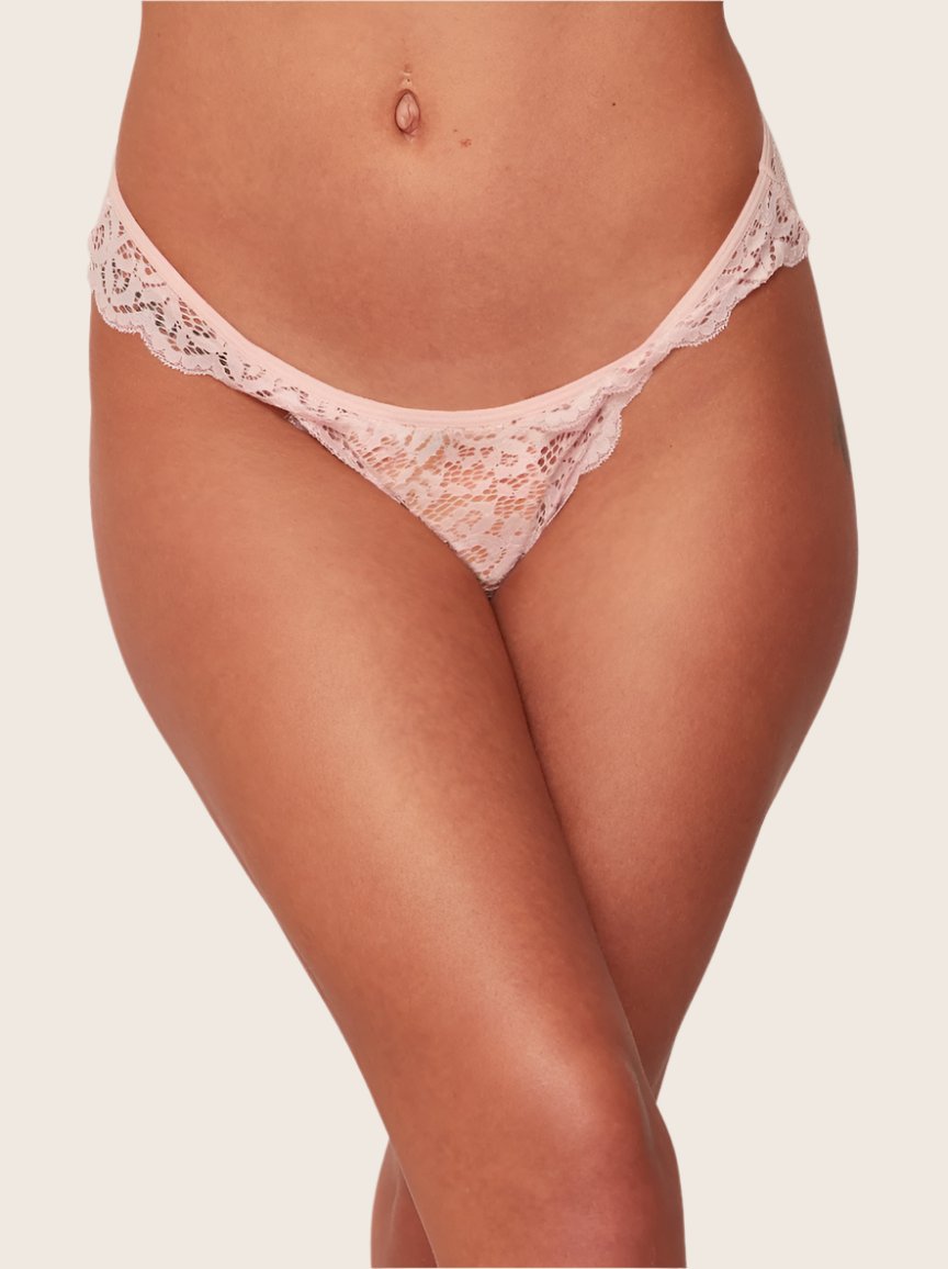 Amber high waist lace brief in lotus pink