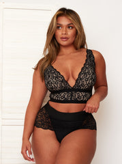 Eden longline bralette with sheer lace all-over