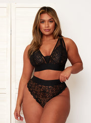 Hallie supportive longline bralette in midnight black