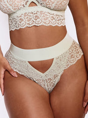 Ivy silvery green high waisted lace brief