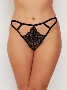  Portia midnight black thong with sexy cut-outs